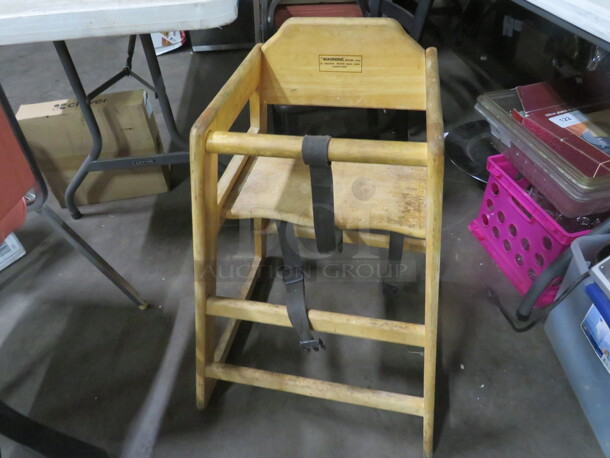 One Wooden High Chair. - Image 1 of 1