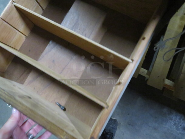One Beautiful Solid Oak Roll Top Desk With 9 Drawers. 36X61X51. Small Crack. See Pics. - Image 4 of 5