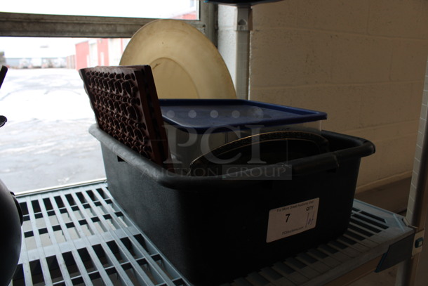 ALL ONE MONEY! Lot of Various Items Including Poly Container in Black Poly Bus Bin! 16x21x7 - Image 2 of 4