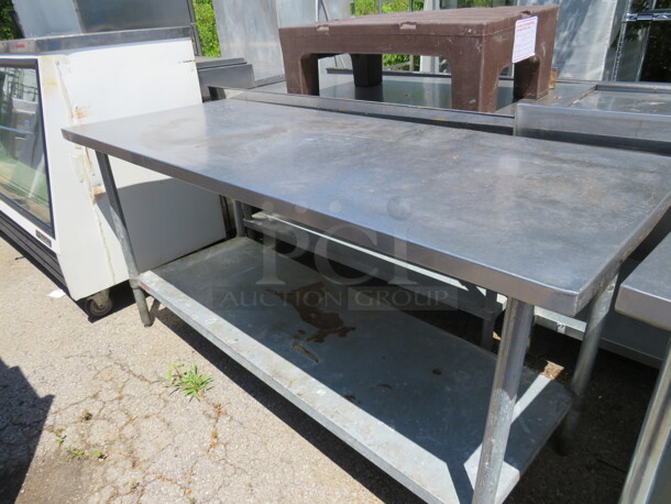 One Stainless Steel Table With Under Shelf. 72X30X36