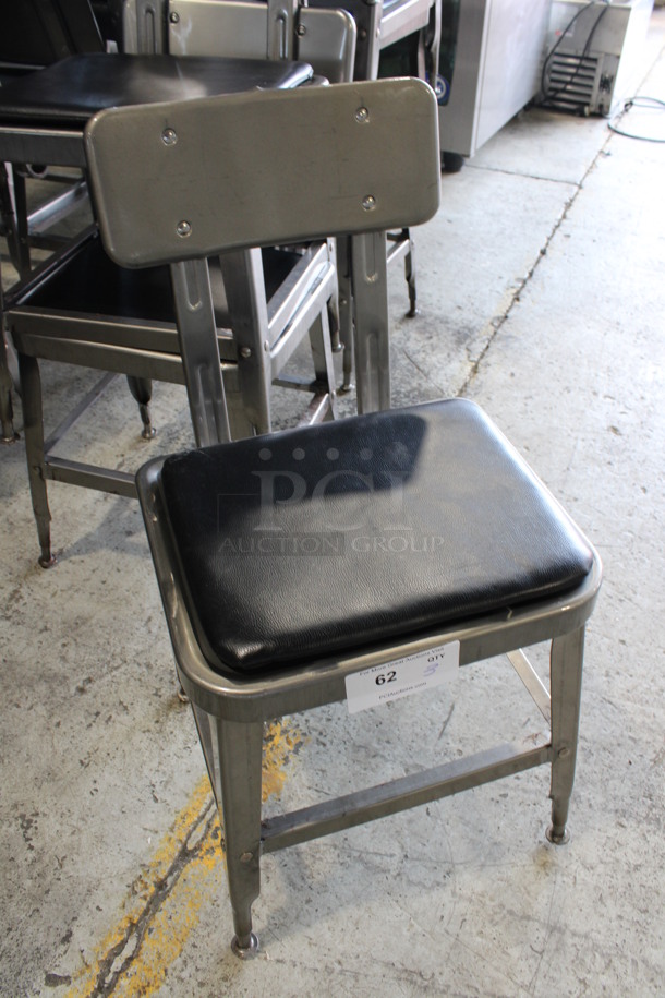 4 Gray Metal Industrial Style Dining Height Chairs w/ Black Seat Cushion. Stock Picture - Cosmetic Condition May Vary. 16x17x30. 4 Times Your Bid! - Image 3 of 5
