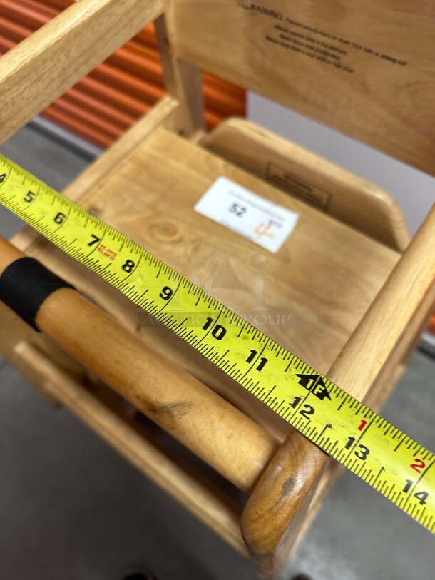 Clean! Winco CHH-104 28 inch Stackable Wood High Chair w/ Waist Strap, Maple - Image 6 of 8