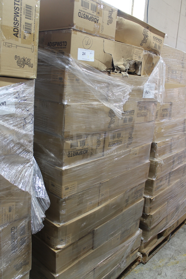 PALLET LOT of 60 BRAND NEW IN BOX! Service Ideas ADISPWSTD 27 oz Gel Soap and Hand Sanitizer Dispenser w/ Floor Stand - 53"H, White. 60 Times Your Bid! - Image 2 of 3