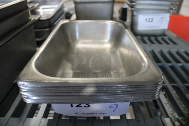 9 Stainless Steel 1/4 Size Drop In Bins. 1/4x2. 9 Times Your Bid!