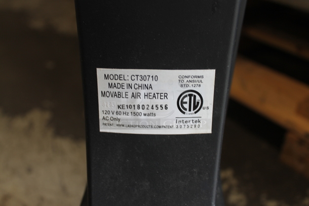 Lasko CT30710 Floor Style Movable Air Heater. 120 Volts, 1 Phase. Tested and Working! - Image 4 of 5