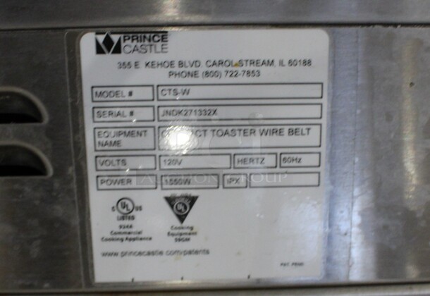 Prince Castle Model CTS-W Stainless Steel Commercial Countertop Vertical Contact Toaster. 120 Volts, 1 Phase. 20.5x7x22. Tested and Working! - Image 5 of 6