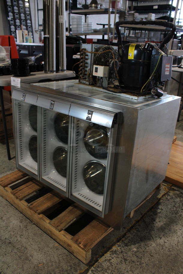 Stainless Steel Commercial Gelato Case Drop In w/ 3 Glass Lids and Tecumseh Model AJ303ET-336-J7 Remote Compressor. 208-220 Volts, 1 Phase. 36.5x26x27 - Image 2 of 8
