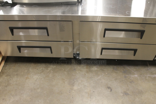 BRAND NEW SCRATCH AND DENT! Avantco 178CBE72HC Commercial Stainless Steel Electric 4-Door Refrigerated Chef Base On Commercial Casters.  115 Volts, 1 Phase. Tested and Working! - Image 4 of 11