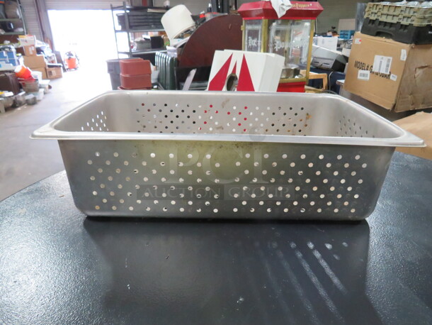 One Full Size 6 Inch Deep Perforated Hotel Pan.