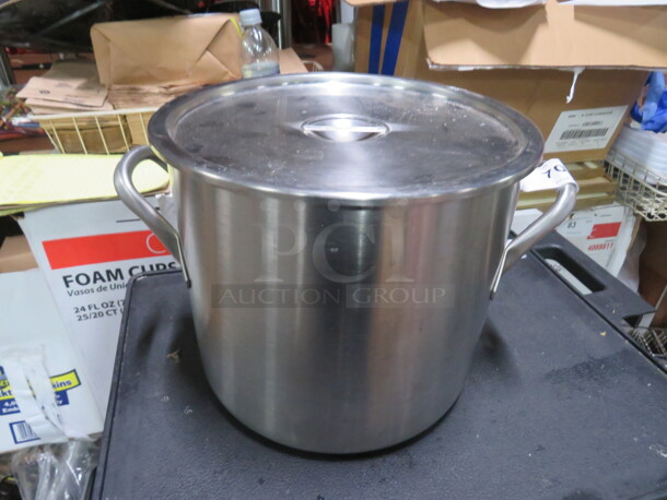 One 13X11 Stainless Steel Stock Pot With Lid.