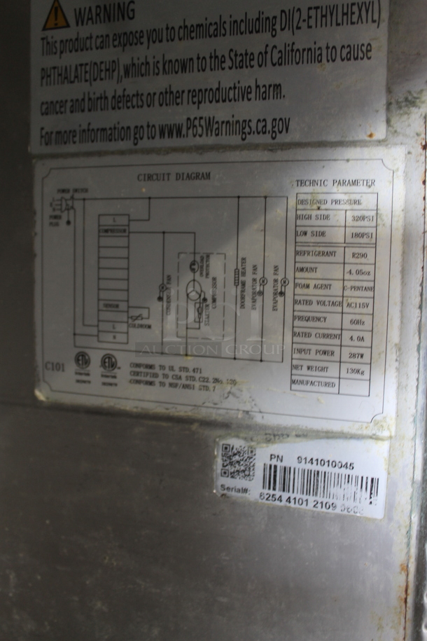 Spartan Stainless Steel Commercial Pizza Prep Table w/ Composite Cutting Board on Commercial Casters. 115 Volts, 1 Phase. Tested and Does Not Power On - Image 8 of 8
