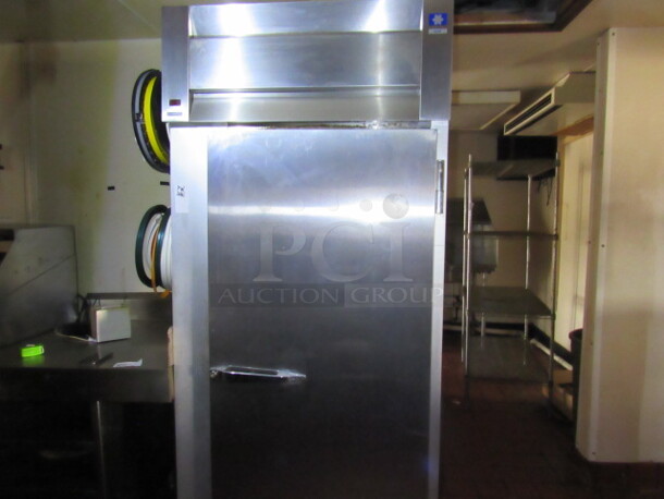 One Stainless Steel McCall 1 Door Refrigerator. Model# L4-4001. 115 Volt. BUYER MUST REMOVE! 38.5X36X85