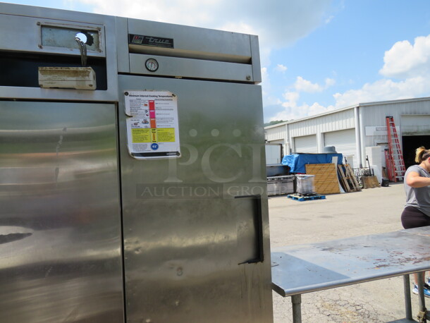 One True Stainless Steel 1 Door Refrigerator On Casters. WORKING NOT COLD!  Model# T-23. 115 Volt. 27X30X83