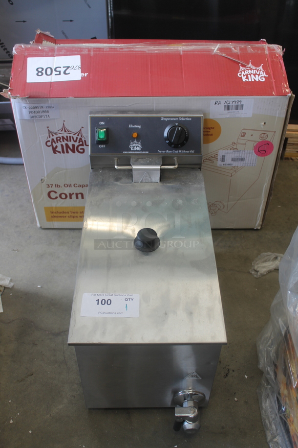 LIKE NEW! Carnival King 382CDF17A Stainless Steel Commercial Countertop Electric Powered Corn Dog Fryer w/ Lid. 120 Volts, 1 Phase. Unit Has Only Been Used a Few Times! Tested and Working! - Image 1 of 7