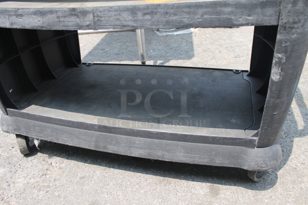 Black Utility Push Cart With 2 Undershelves On Commercial Casters. - Image 4 of 7
