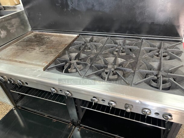Working! Imperial Commercial Gas 6 Burner with 24 inch Flat Grill Griddle W/ 2 Full size Ovens NSF Tested and Working! - Image 6 of 8