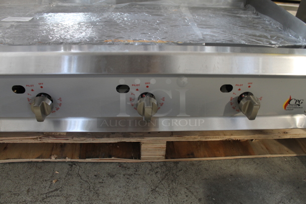 BRAND NEW SCRATCH AND DENT! 2023 Cooking Performance Group CPG 351GTCPG72NL Stainless Steel Commercial Countertop Natural Gas Powered Flat Top Griddle w/ Thermostatic Controls. 180,000 BTU. - Image 5 of 6