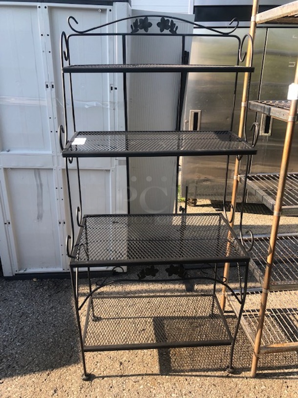 One Black Metal Bakers Rack With 4 Shelves. 30X18X65.5