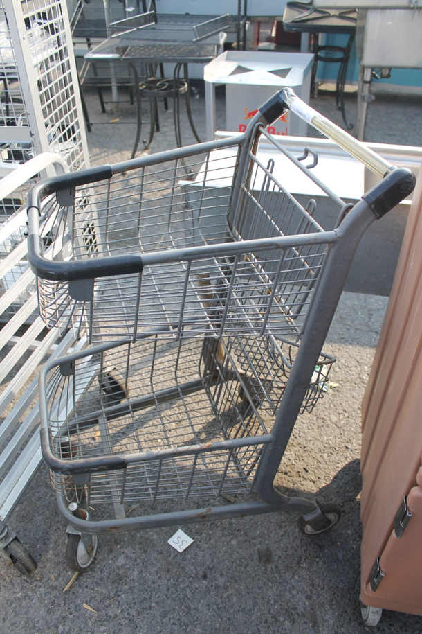 Commercial Two-Tier Metal Express Shopping Cart With Third Basket on Commercial Casters.  - Image 2 of 6