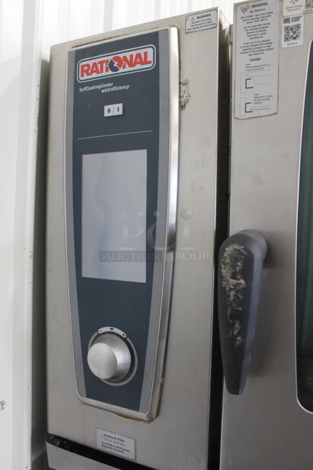 2 2013 Rational Stainless Steel Commercial Combitherm Self Cooking Center Convection Ovens on Commercial Casters. Top Model: SCC WE 62. Bottom Model: SCC WE 102. Picture of Unit Powered on is Included. 480 Volts, 3 Phase. 42x40x73. 2 Times Your Bid! - Image 4 of 9
