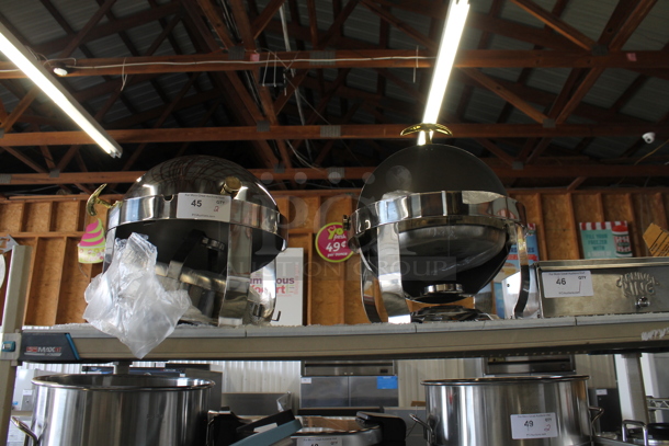 2 Stainless Steel Round Chafing Dish w/ Drop In and Rolling Lid. 2 Times Your Bid!