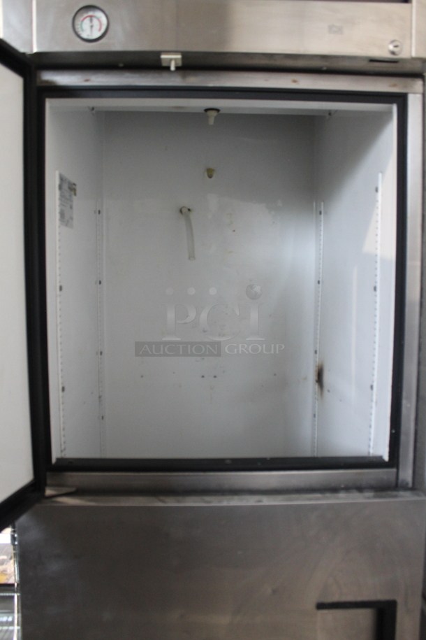 True T-23-2 Stainless Steel Commercial 2 Half Size Door Reach In Cooler w/ Poly Coated Racks on Commercial Casters. 115 Volts, 1 Phase. Tested and Working! - Image 5 of 9