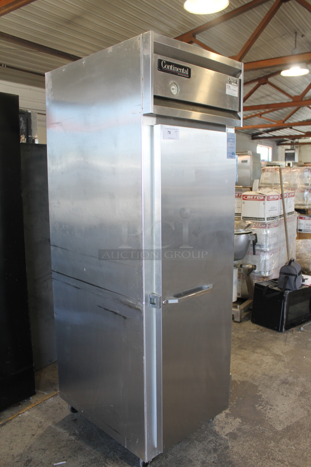 Continental 1R Stainless Steel Commercial Single Door Reach In Cooler w/ Poly Coated Racks on Commercial Casters. 115 Volts, 1 Phase. Tested and Powers On But Does Not Get Cold - Image 4 of 6