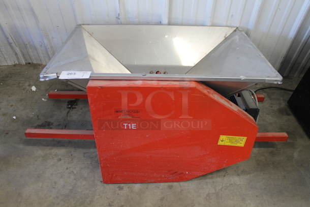 Mecnosud T1E Metal Commercial Dough Dropper Depositor. 110 Volts, 1 Phase. Tested and Powers On But Parts Do Not Move