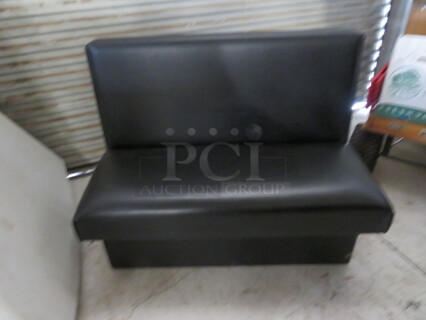 One Single Sided Black Cushioned Booth. 43X22X34