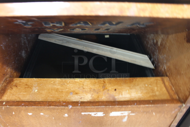 Wooden Trash Can Shell w/ Trash Flap, Door and Poly Trash Can. - Image 2 of 5