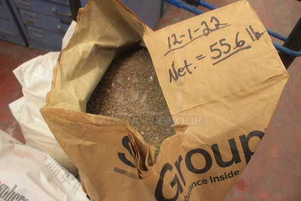 Metal Flat Cart w/ Various Bags Including Hydrous Magnesium Silicate on Casters. - Image 6 of 8