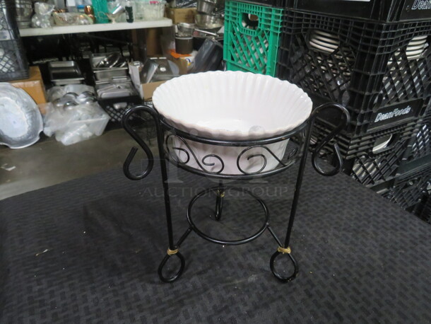 One Metal Holder With Serving Bowl. 7X10 - Image 1 of 1