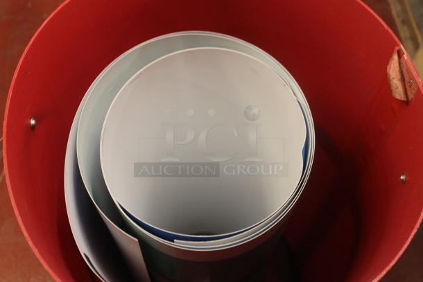 Red Poly Bucket on Metal Furniture Dolly. - Image 5 of 5