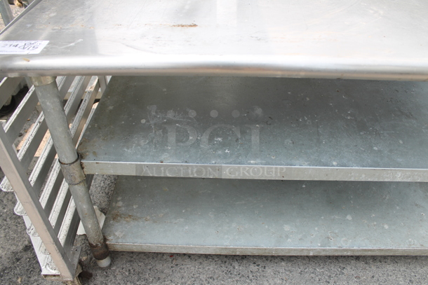 Stainless Steel Commercial Table w/ Back Splash and 2 Under Shelves. - Image 2 of 3