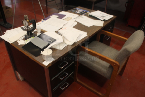 ALL ONE MONEY! Lot of Various Items Including Black Metal 5 Drawer Desk w/ Contents and Chair. BUYER MUST REMOVE. - Image 2 of 6