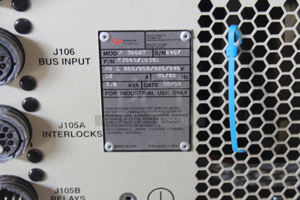 Fusion UV P300MT Metal Countertop Power Supply. 200/208/220/240 Volts, 1 Phase. - Image 3 of 3