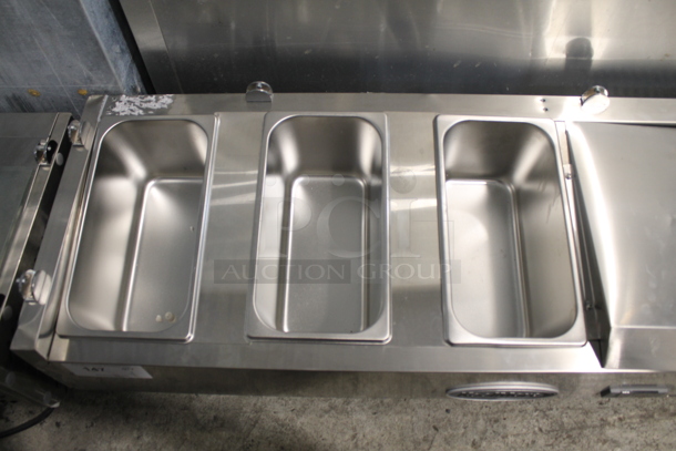 BRAND NEW SCRATCH AND DENT! KoolMore SCDC-3P-SSL Stainless Steel Commercial Countertop Refrigerated Rail w/ 3 Drop In Bins. 115 Volts, 1 Phase. Tested and Powers On But Does Not Get Cold - Image 5 of 11