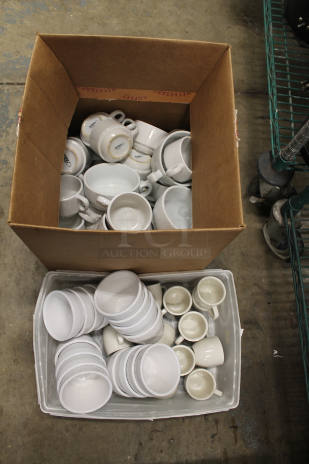 ALL ONE MONEY! Lot of 2 Boxes of Various Items Including White Bowls and Mugs - Image 1 of 5