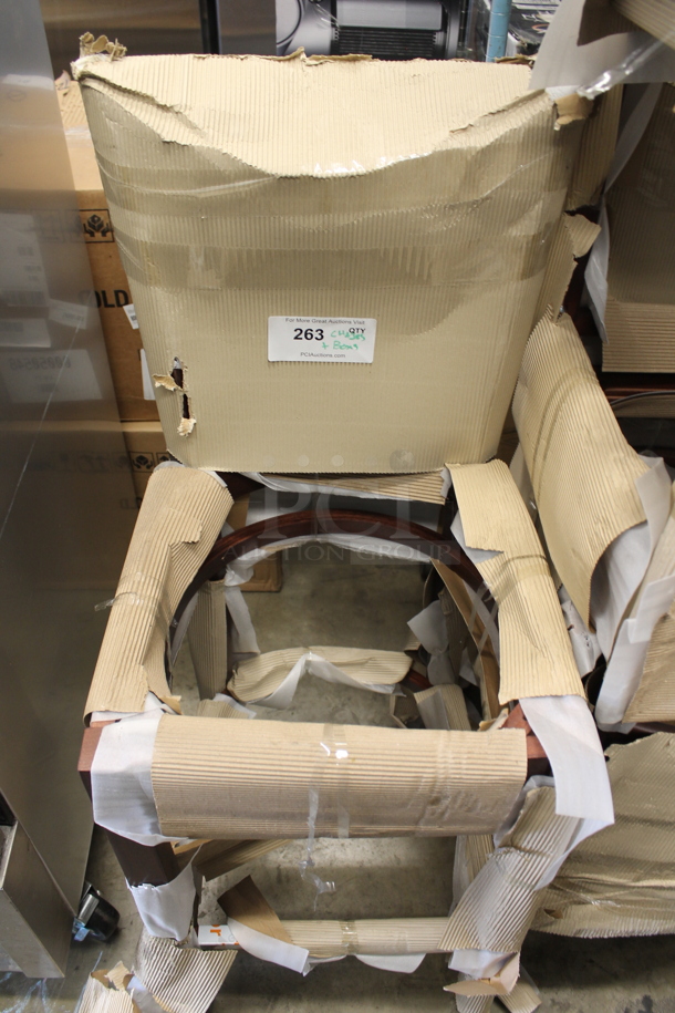 17 BRAND NEW! Lancaster Table & Seating 164BLADMAHFR Mahogany Ladder Back Bar Height Chair Frame w/ 17 Seat Cushions. Stock Picture Used as Gallery. 17 Times Your Bid! - Image 3 of 3