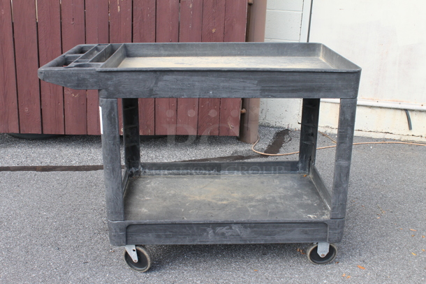 Black Poly 2 Tier Cart on Commercial Casters. (outside) - Image 1 of 3