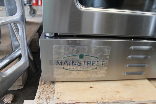 BRAND NEW SCRATCH AND DENT! 2023 Mainstreet FGC100 Stainless Steel Commercial Natural Gas Powered Full Size Convection Oven w/ View Through Doors, Metal Oven Racks and Thermostatic Controls. No Legs. Comes w/ Gas Hose Kit! 54,000 BTU - Image 4 of 11