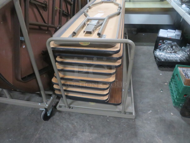 One Metal Transport Table Cart. CART ONLY!!!! NO TABLES! 78X26 - Image 3 of 3