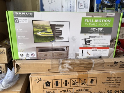 Sanus Vuepoint Full-Motion TV Wall Mount For TVs 42"-86" Up To 125lbs. Includes 9.8ft 4K HDMI Cable + 2 18" Cable Tunnels. 2x Your Bid