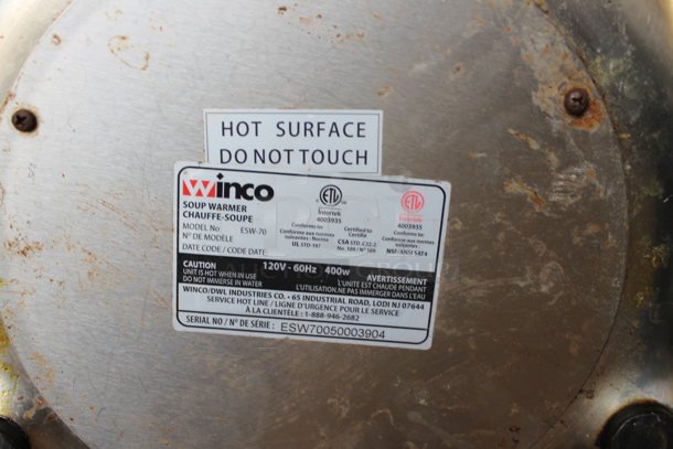 Winco ESW-70 Stainless Steel Commercial Countertop Soup Kettle Food Warmer. 120 Volts, 1 Phase. Tested and Working! - Image 3 of 5