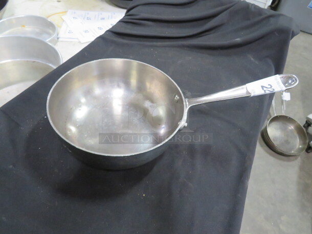 One Stainless Steel All Clad 2qt Sauce Pot. 9.5X