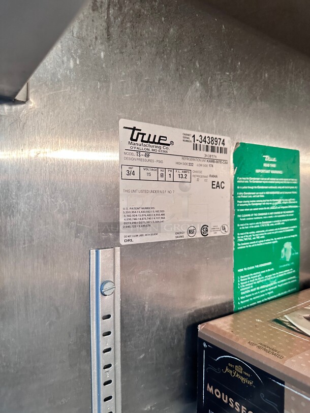 Working! True T-49F 54 Inch Two Section Reach In Commercial Freezer, (2) Solid Doors, 115v NSF Tested and Working! - Image 6 of 9