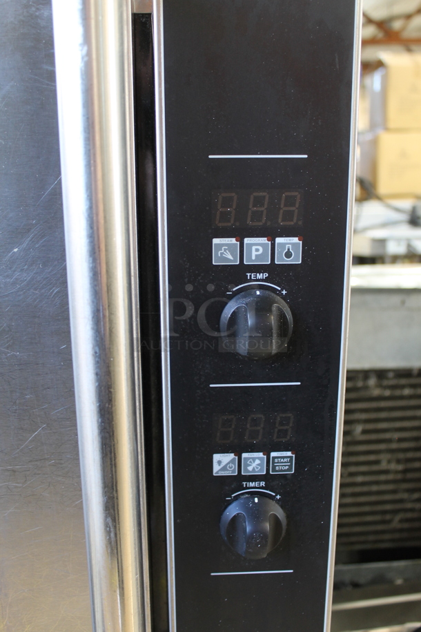 Moffat Turbofan E32D5 ENERGY STAR Stainless Steel Commercial Electric Powered Convection Oven w/ Under Shelf on Commercial Casters. 208 Volts.  - Image 3 of 5