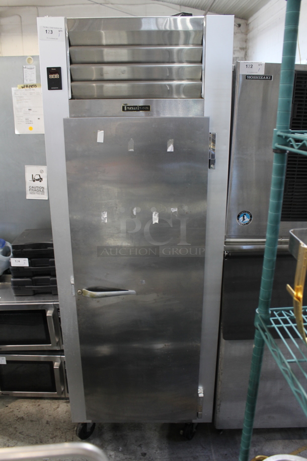 Traulsen G10010 ENERGY STAR Stainless Steel Commercial Single Door Reach In Cooler on Commercial Casters. 115 Volts, 1 Phase. Tested and Powers On But Does Not Get Cold - Image 1 of 4