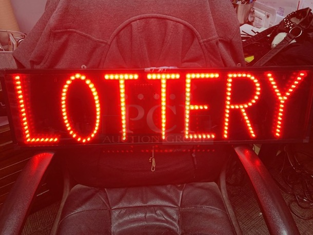One 34X9 WORKING Lighted LOTTERY Sign.  - Image 1 of 1