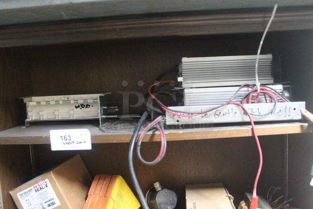 Brown Wood Pattern 6 Tier Shelving Unit w/ Contents Including Filters. BUYER MUST REMOVE. - Image 3 of 7